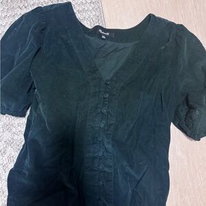 Madewell Women's Dark Green Corduroy Blouse